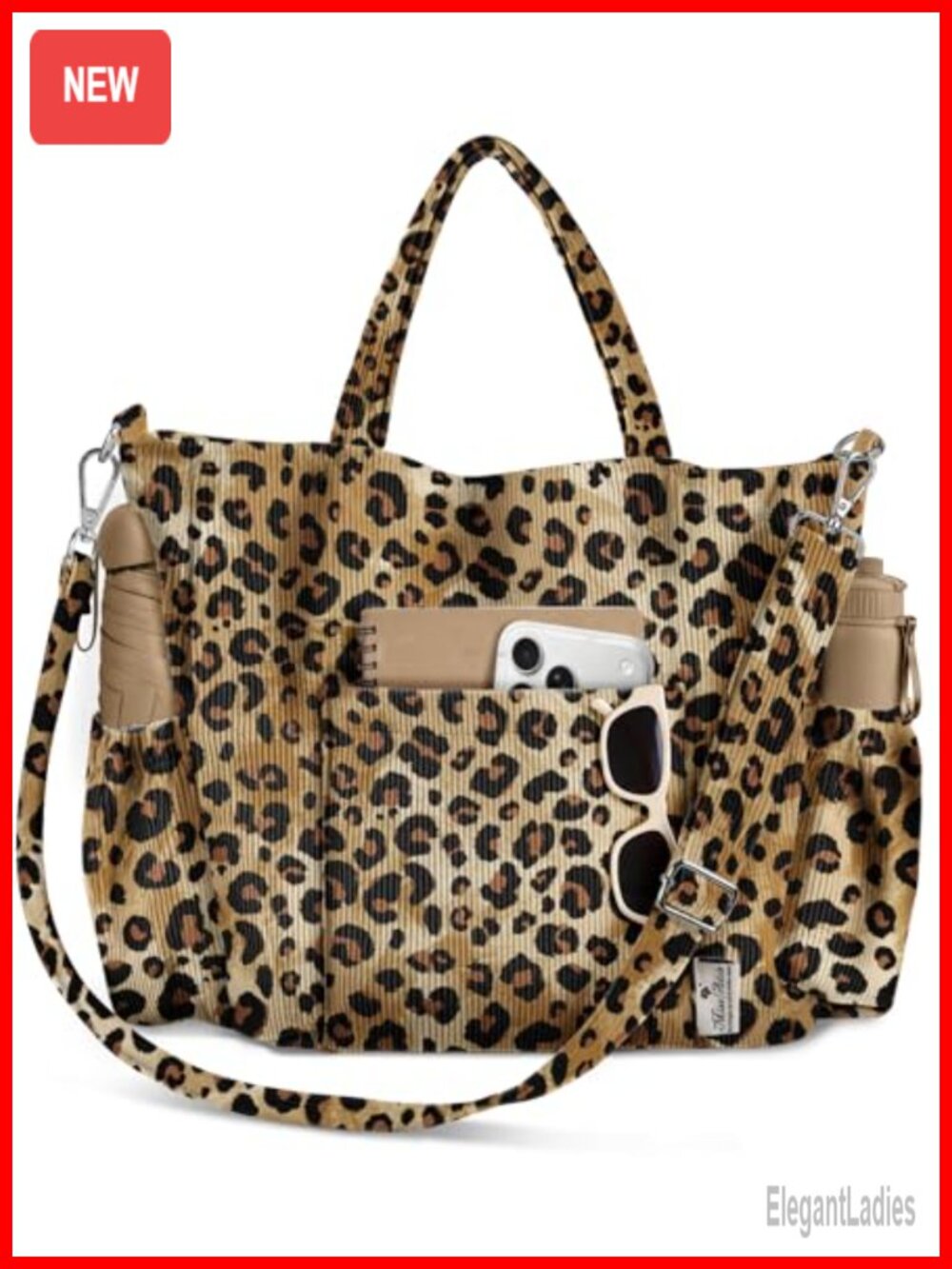 Corduroy Crossbody Tote Bag for Women Detachable Strap Laptop